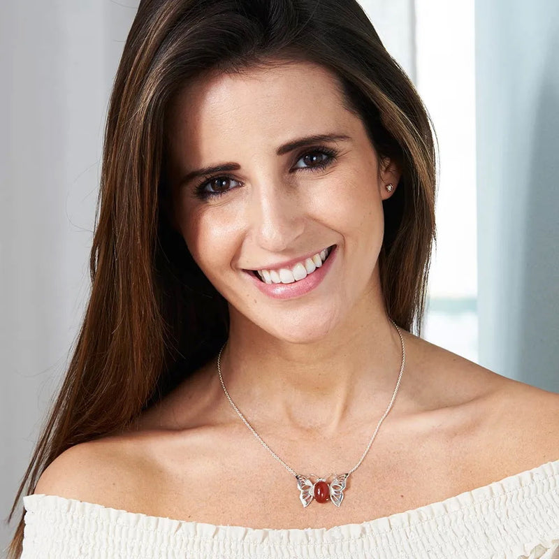 Ursula Christ Schmetterling-Collier - 925er Silber mit Karneol-Edelstein