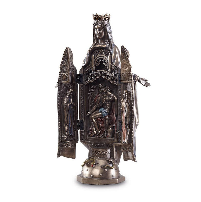 Madonna Mutter Gottes bronzierte Tryptichon Polyptychon Figur Altarbild Skulptur