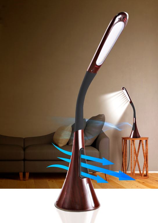 Ultra Bright LED Tischleuchte braun mit Ventilator