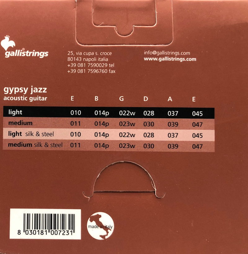 3er Set Galli Strings Gypsy Jazz Saiten für Westerngitarre, Modell GSB10 mit LOOP END